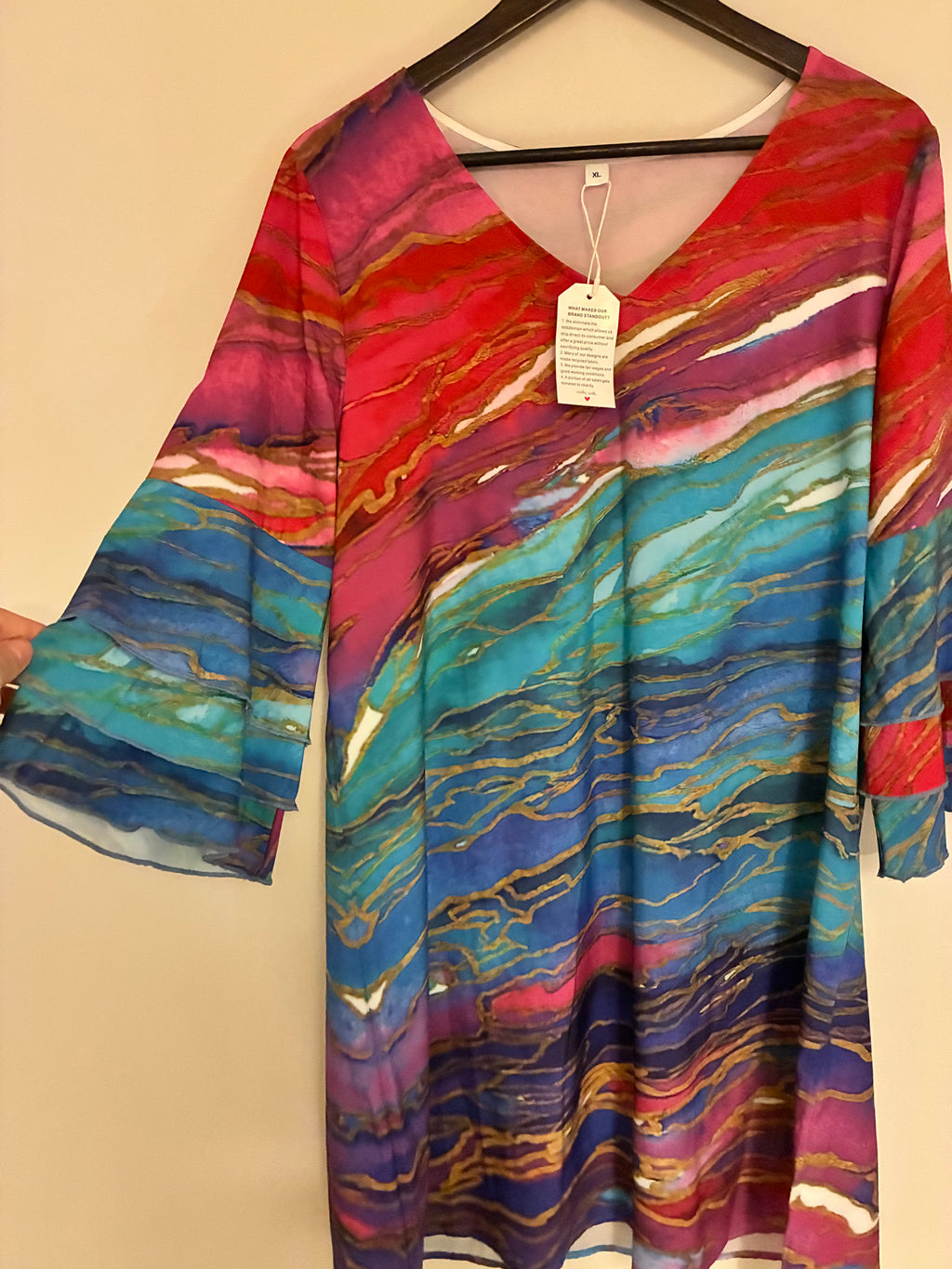 Vestido de manga corta multicolor