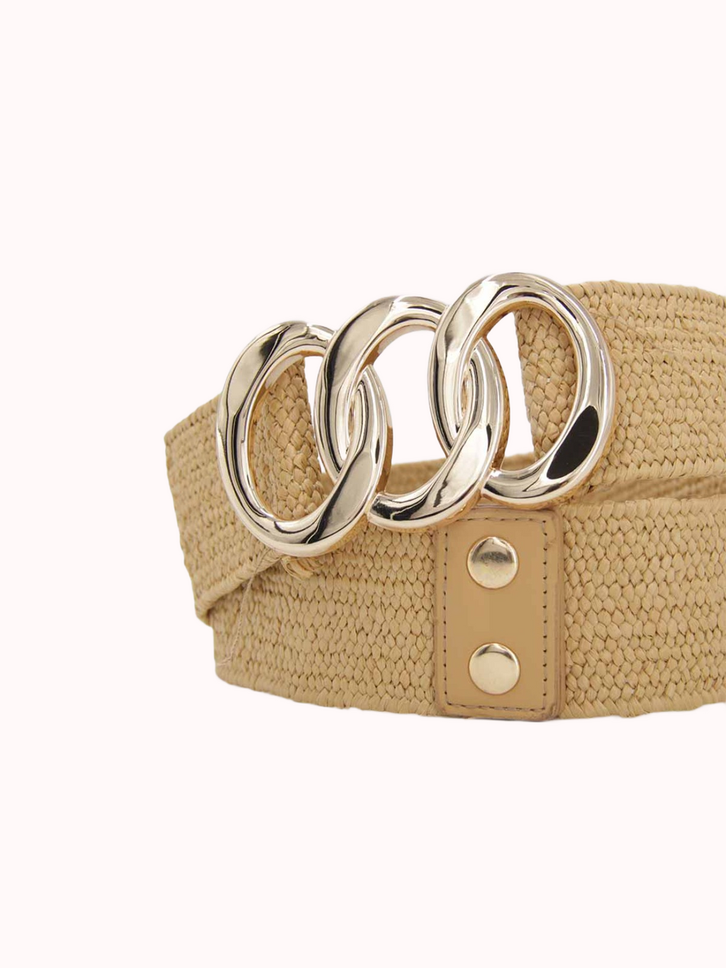 Cinturón Mujer Elasticado Rafia Hebilla Metálica