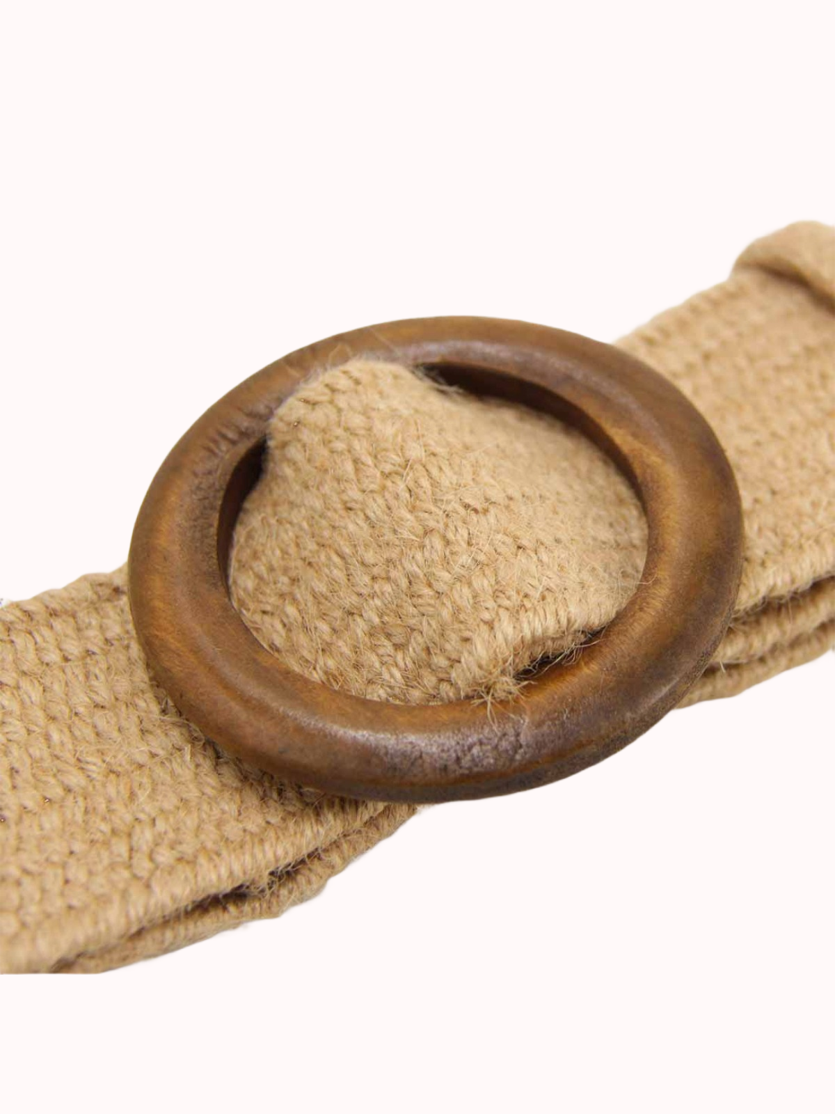 Cinturón Elasticado Hebilla Redonda Madera
