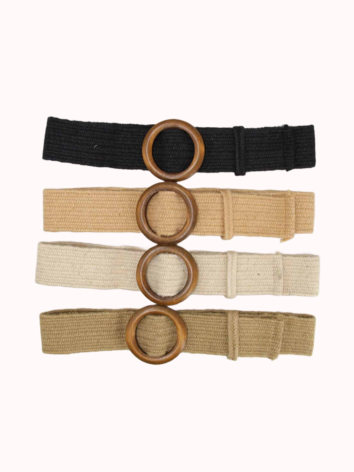 Cinturón Elasticado Hebilla Redonda Madera