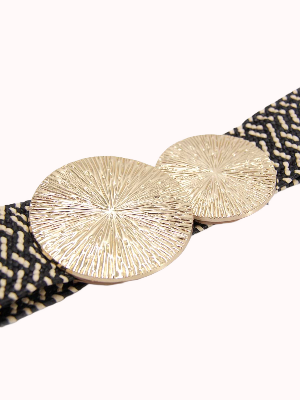 Cinturón Elasticado Rafia Hebilla Doble Circular