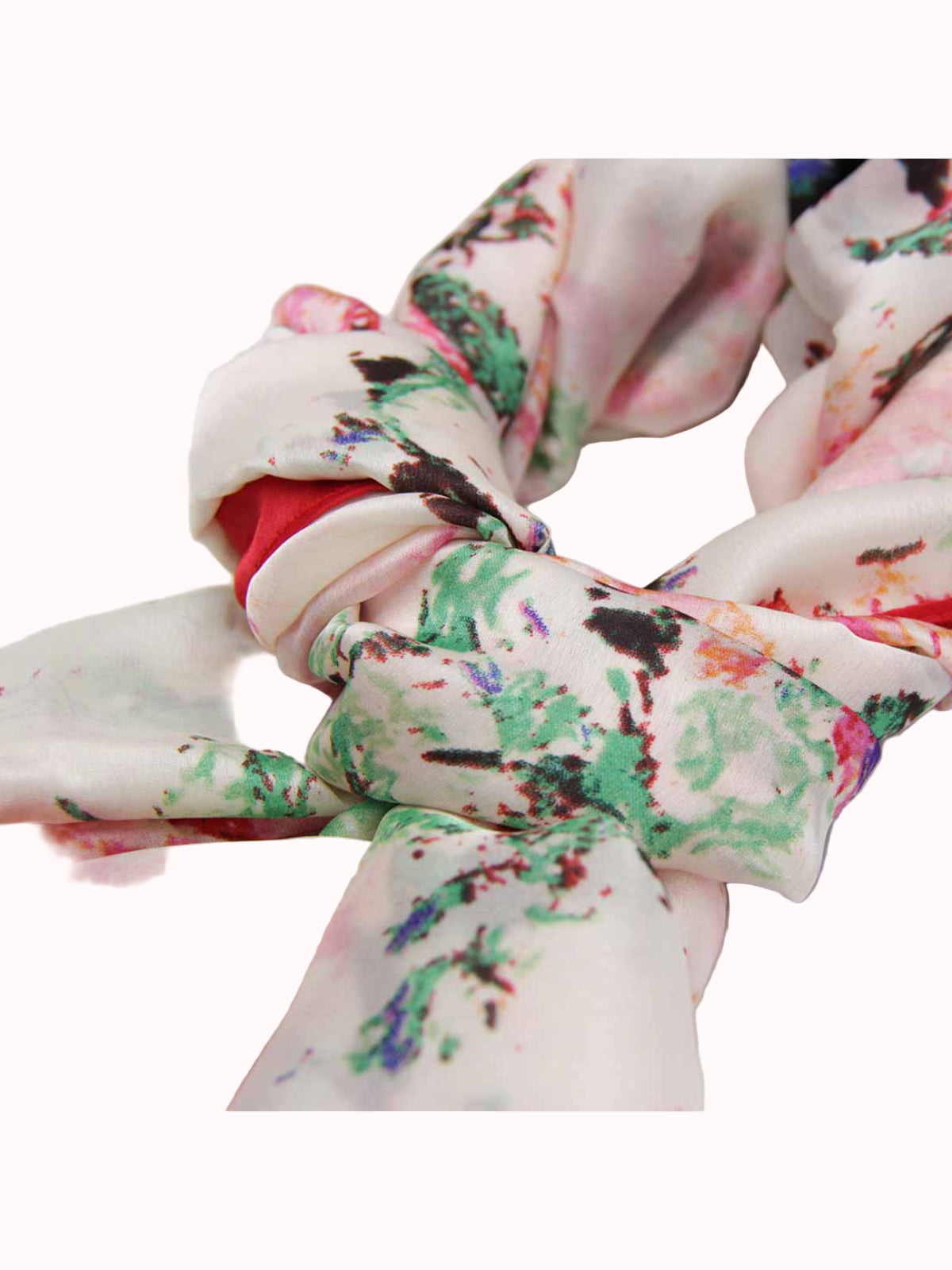 Pañuelo de Seda – Mariposas y Ribete Rojo