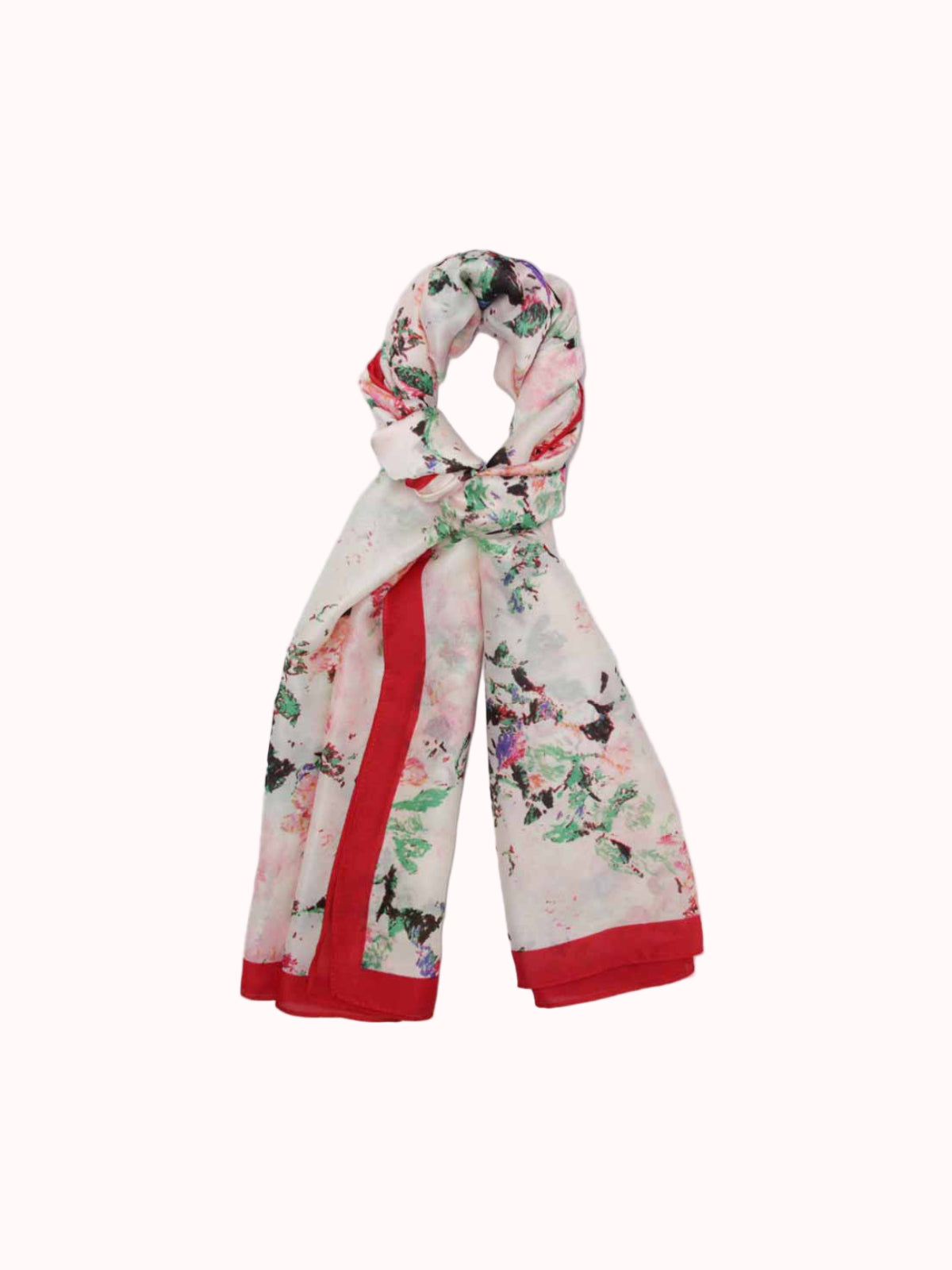 Pañuelo de Seda – Mariposas y Ribete Rojo