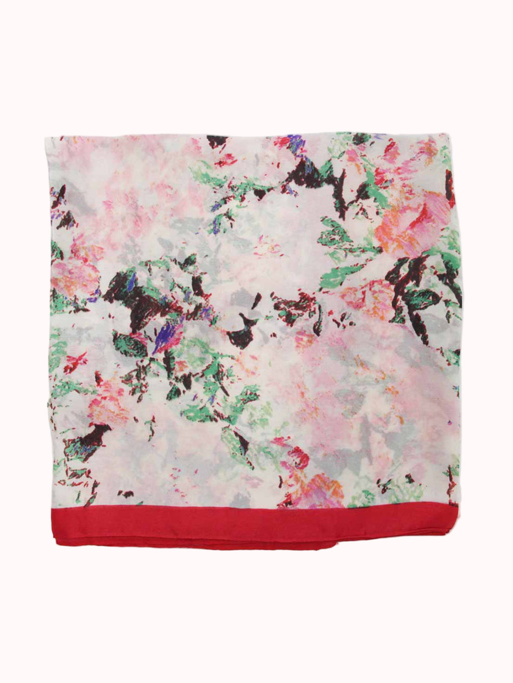 Pañuelo de Seda – Mariposas y Ribete Rojo