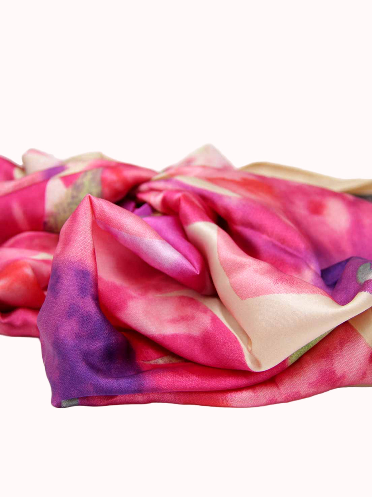 Pañuelo de Seda – Acuarela Fucsia y Beige