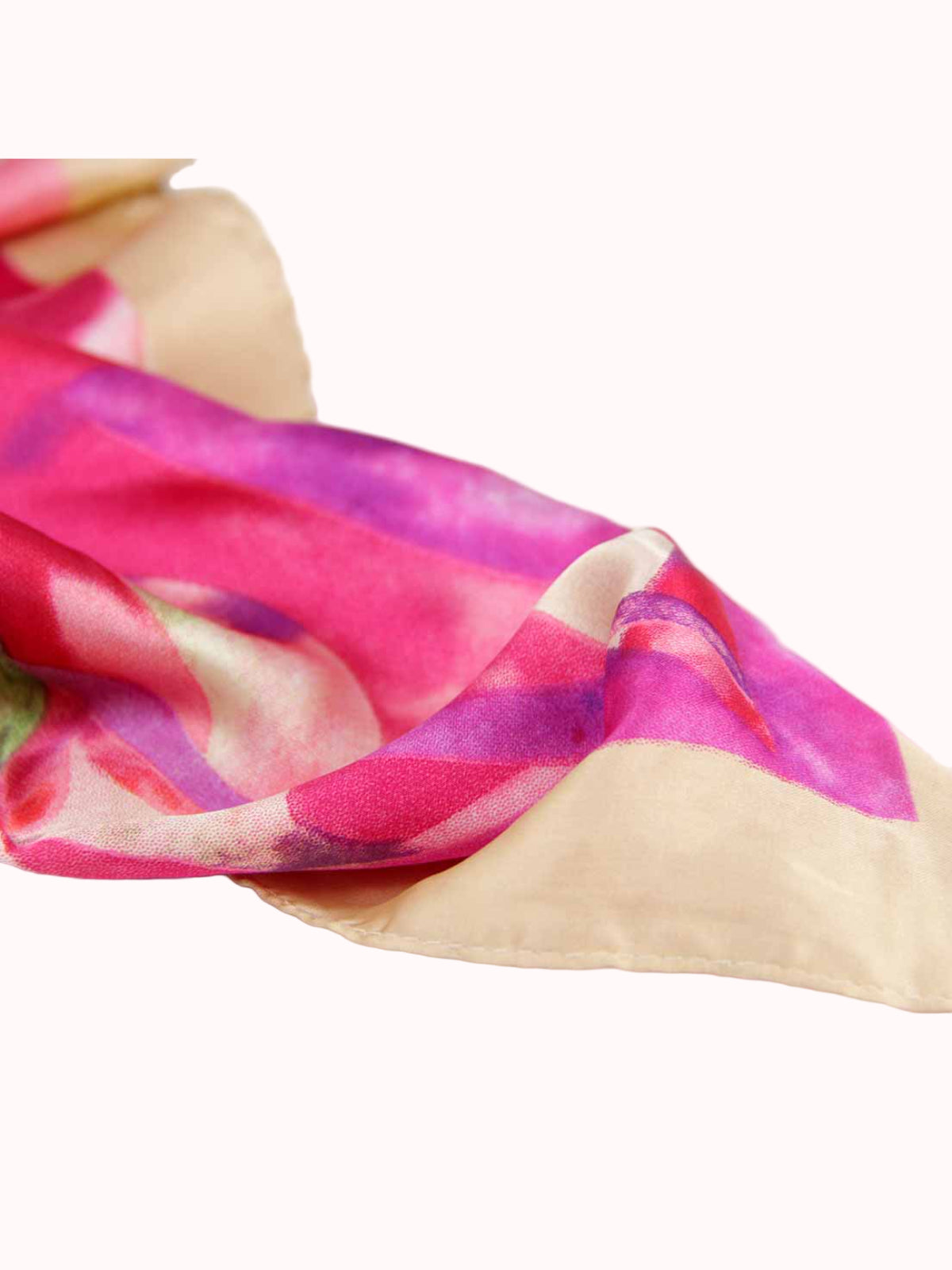 Pañuelo de Seda – Acuarela Fucsia y Beige