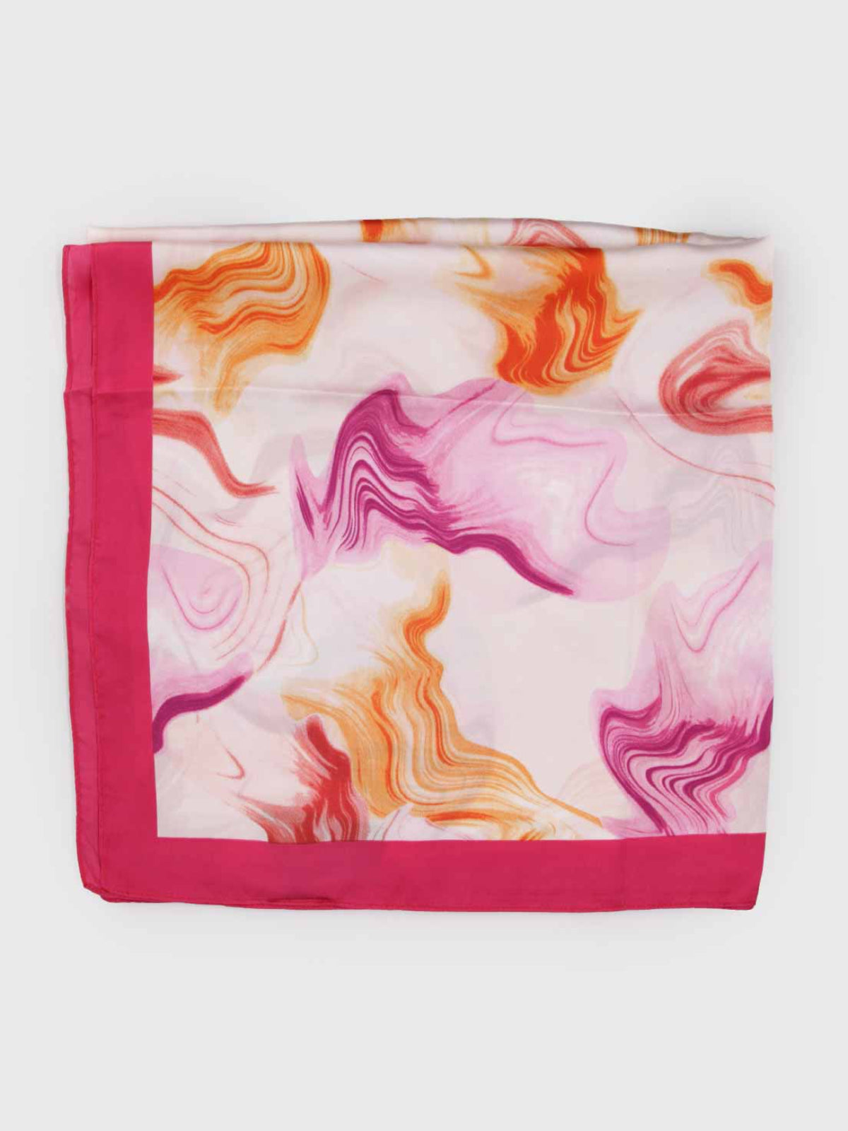 Pañuelo de Seda – Mármol Coral y Fucsia
