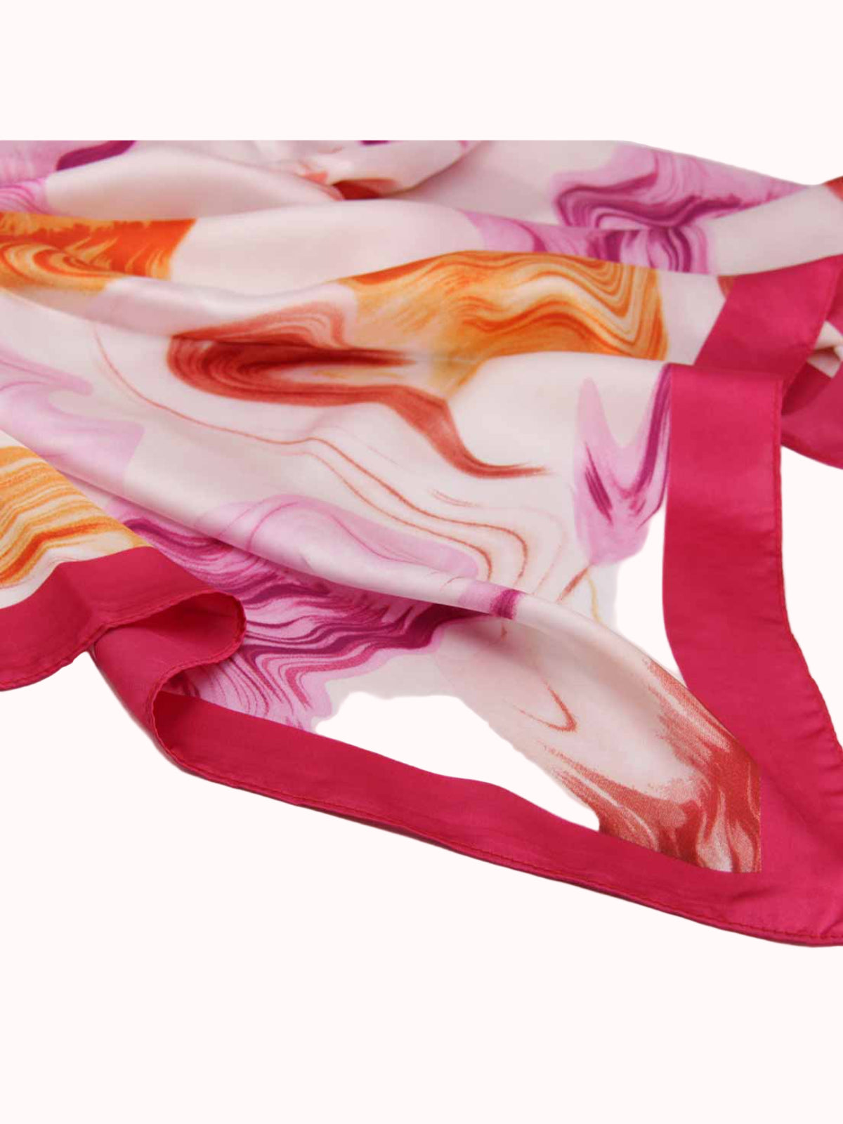 Pañuelo de Seda – Mármol Coral y Fucsia