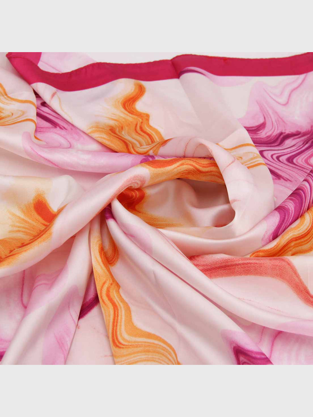 Pañuelo de Seda – Mármol Coral y Fucsia