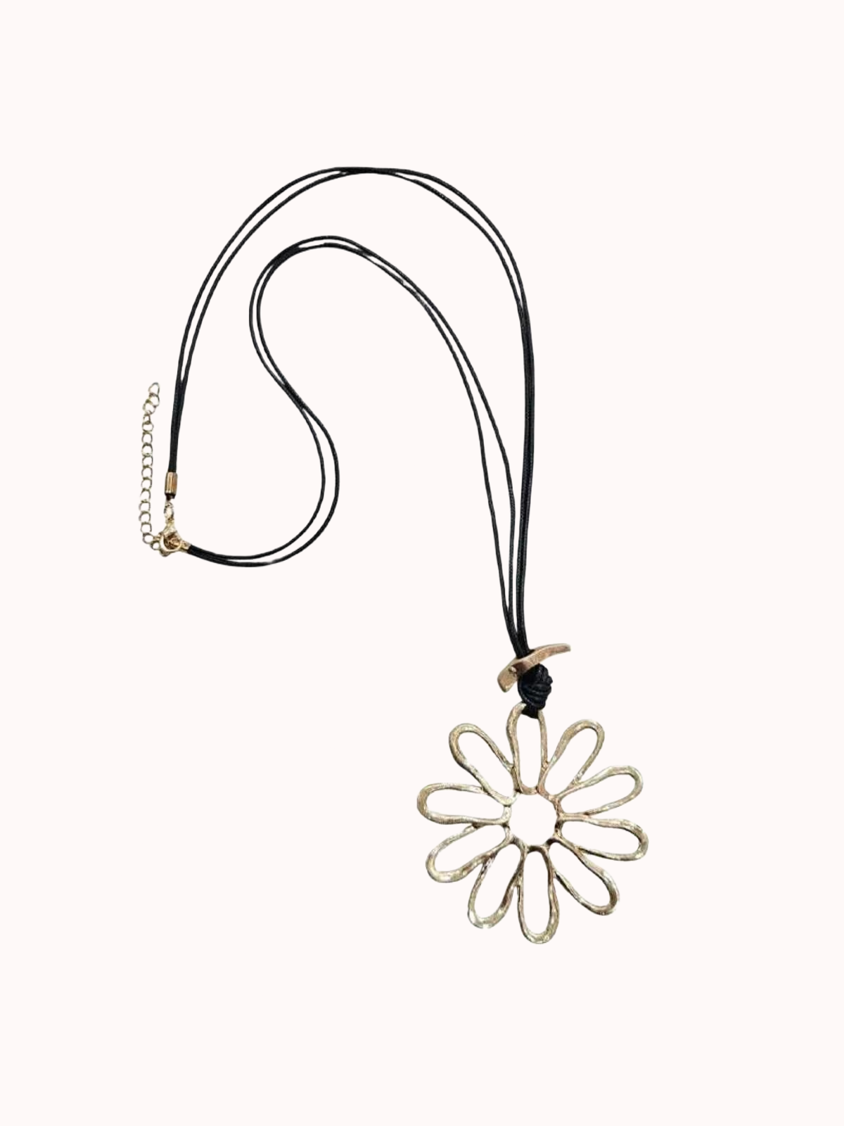 Maxi Collar Largo Dije Flor Dorado