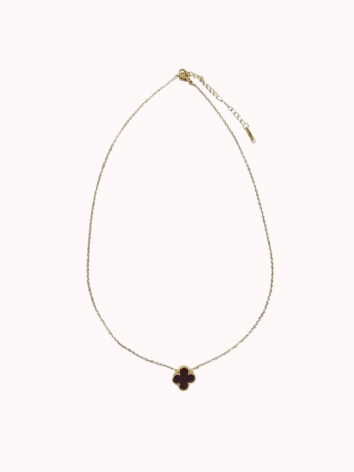 Collar Flor Acero Burdeo