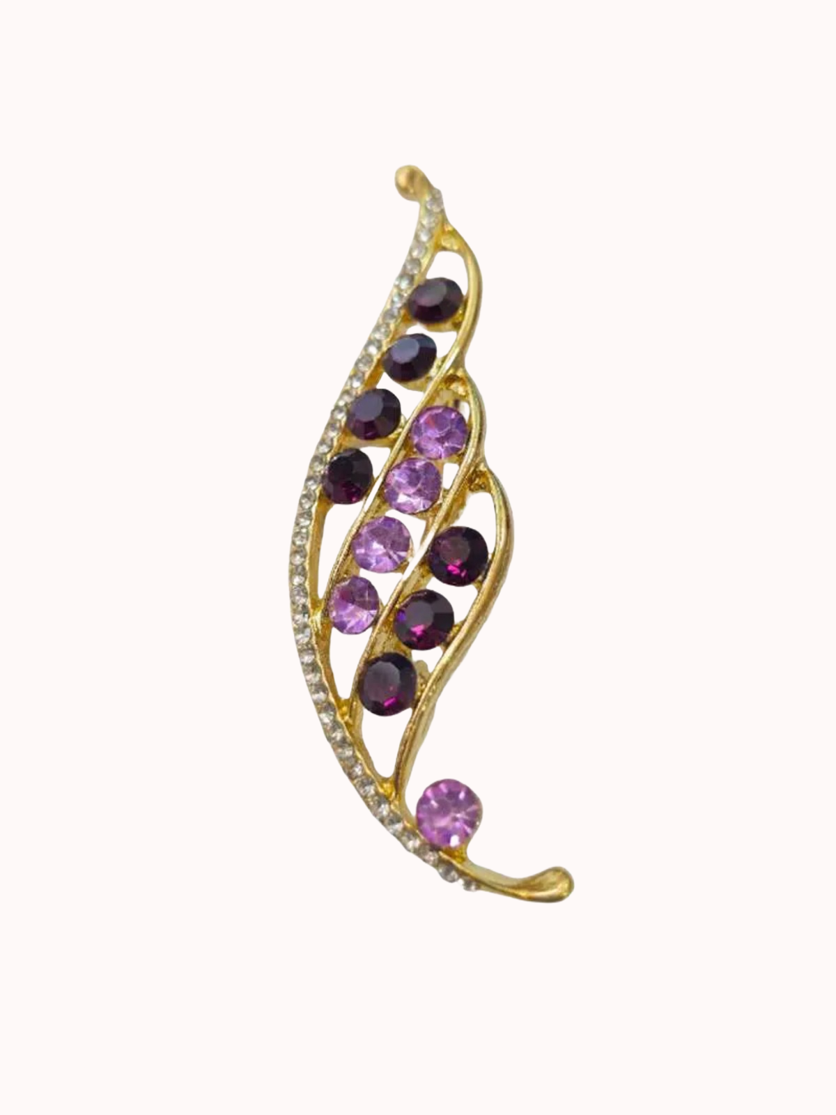 Prendedor Dorado Pluma Violeta