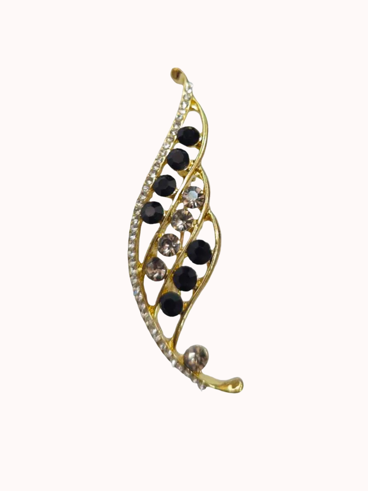 Prendedor Dorado Pluma Negra