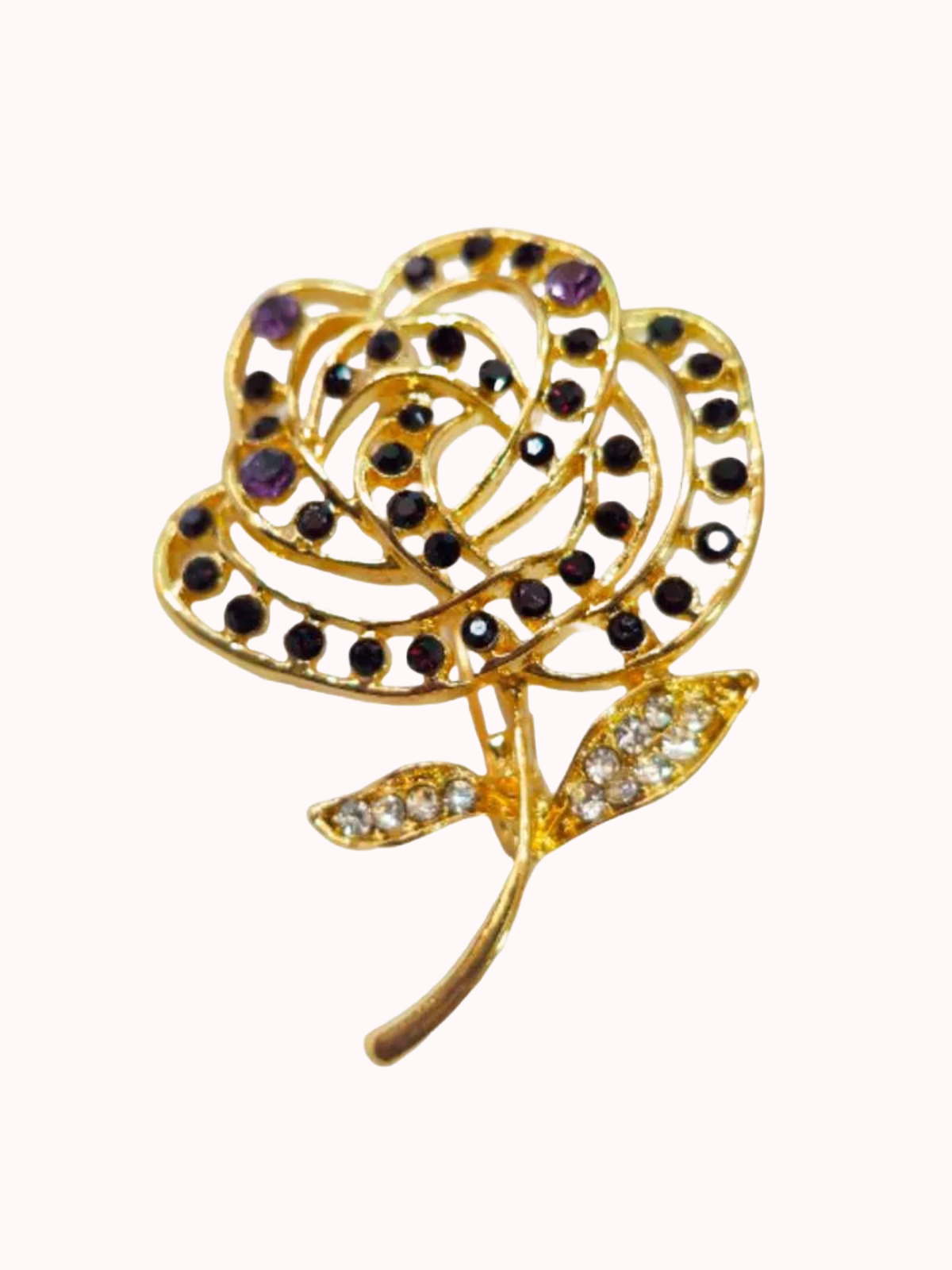 Prendedor Dorado Rosita Negro