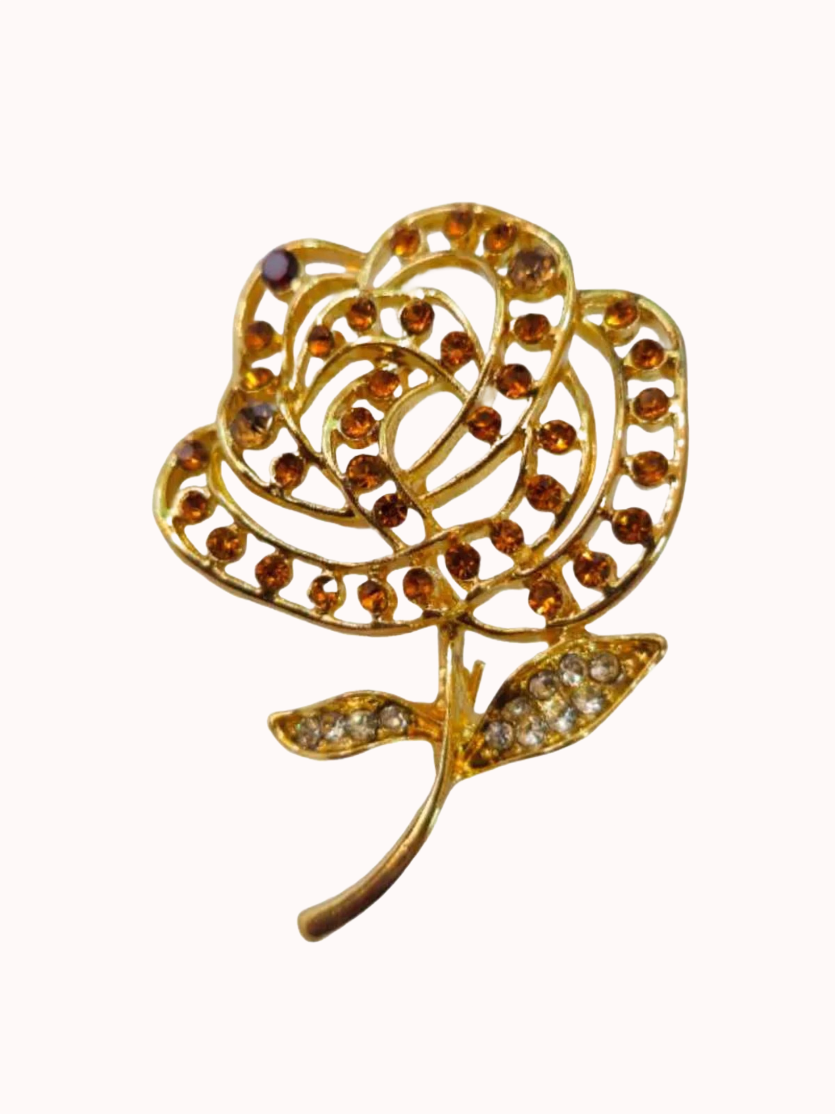 Prendedor Dorado Rosita Naranja