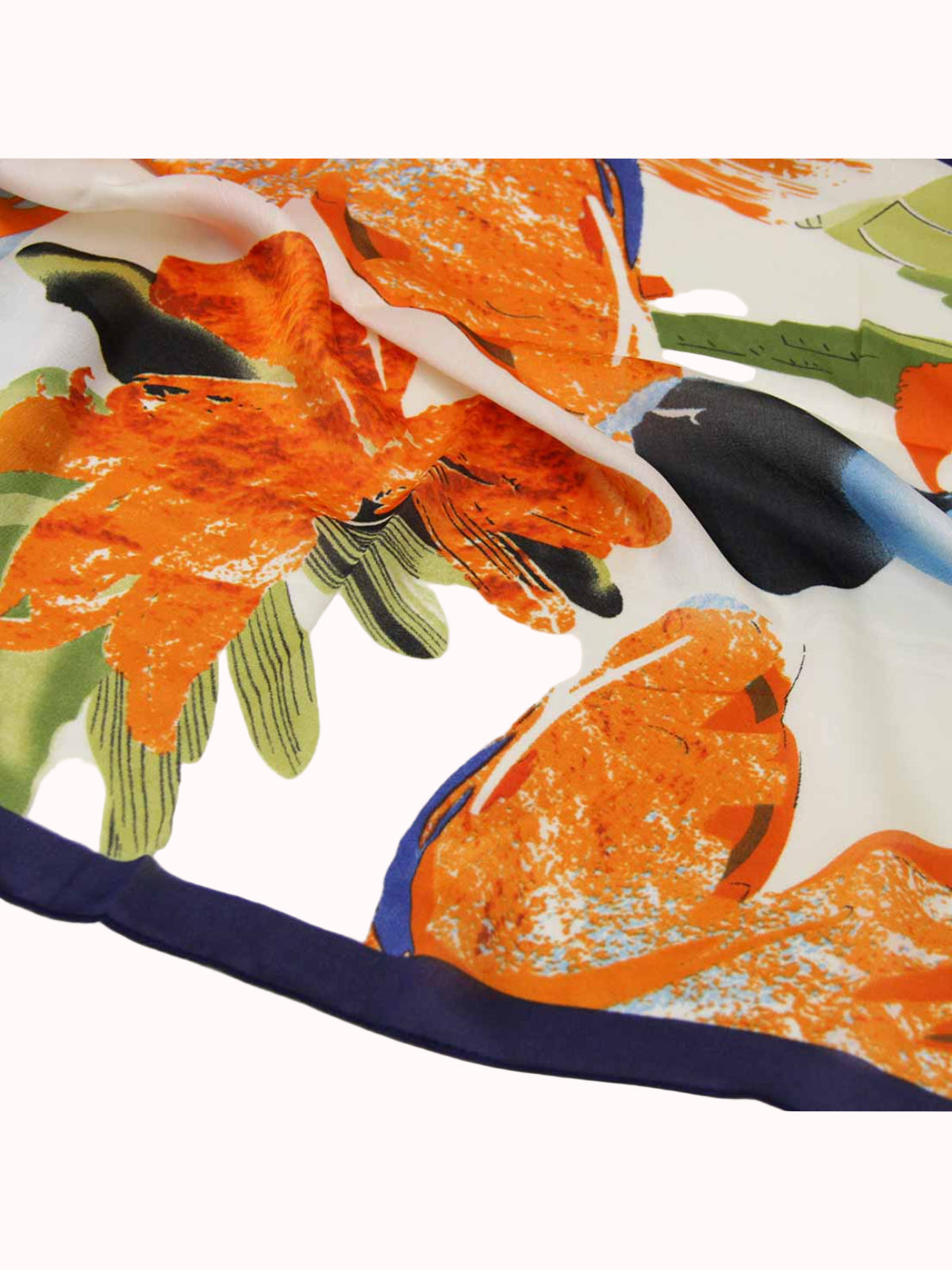Pañuelo de Seda – Naranja con Estampado Botánico