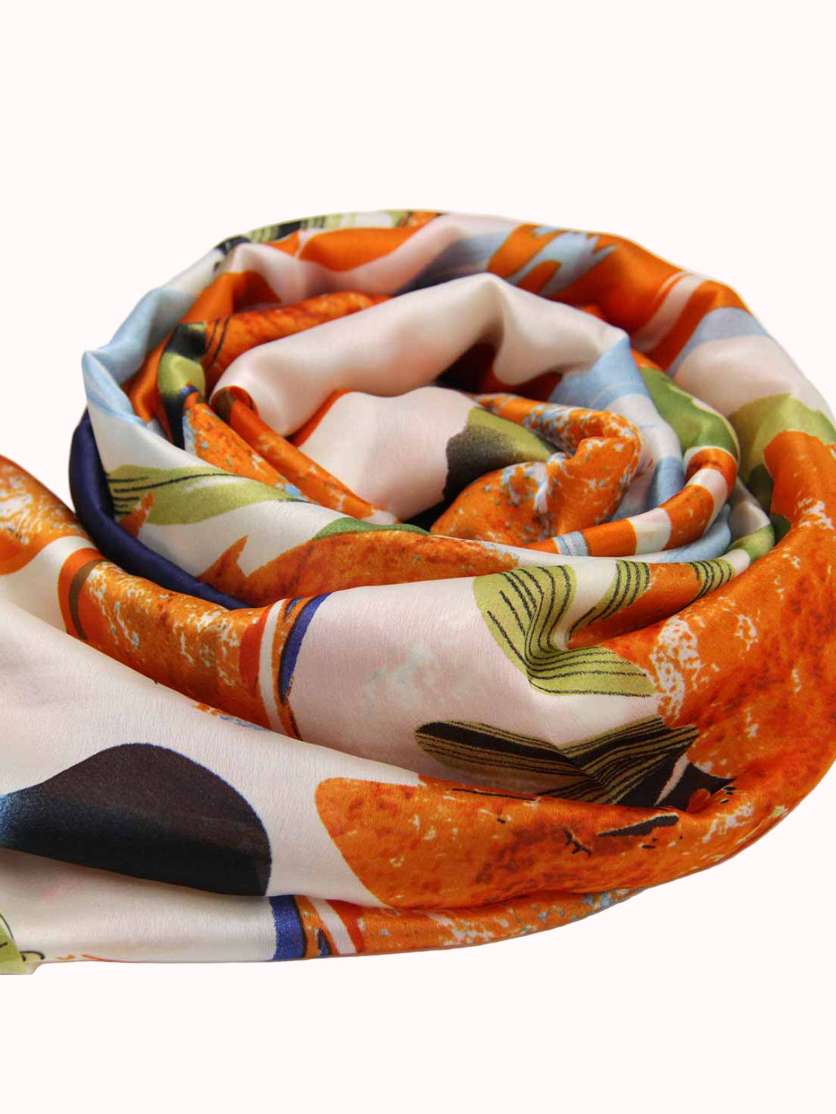 Pañuelo de Seda – Naranja con Estampado Botánico