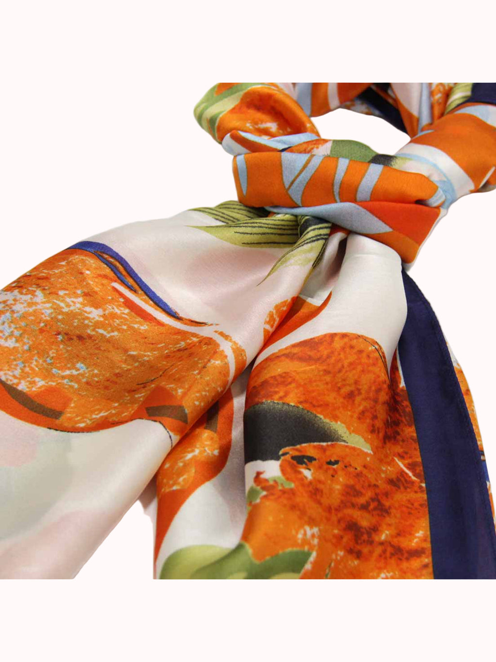 Pañuelo de Seda – Naranja con Estampado Botánico