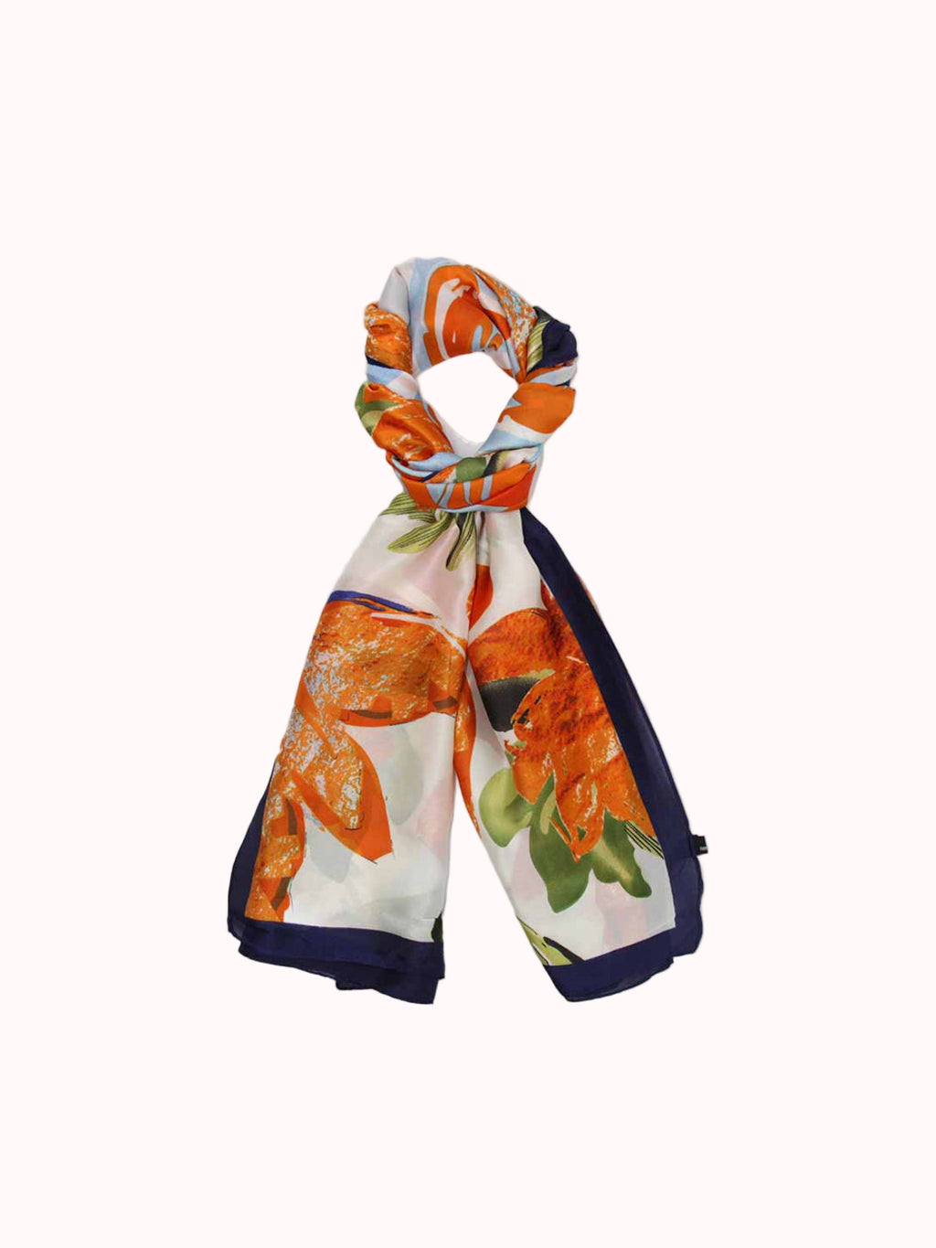 Pañuelo de Seda – Naranja con Estampado Botánico