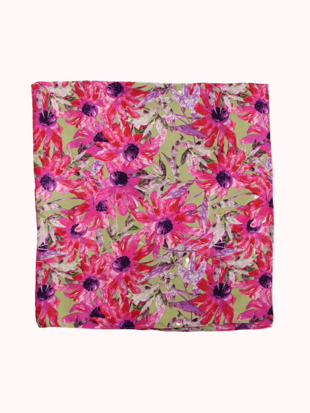 Pañuelo de Seda – Flores Fucsia y Verde