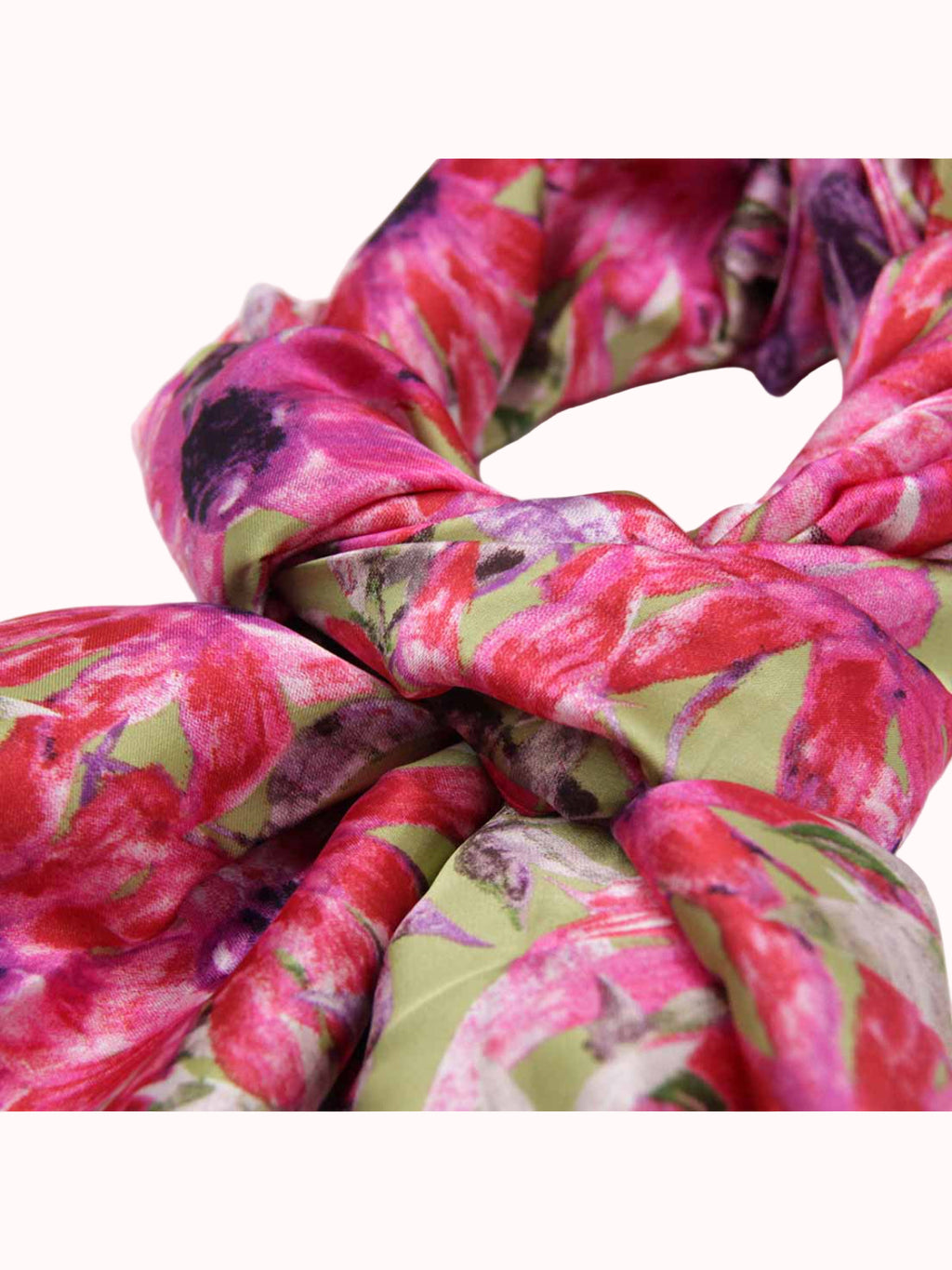 Pañuelo de Seda – Flores Fucsia y Verde