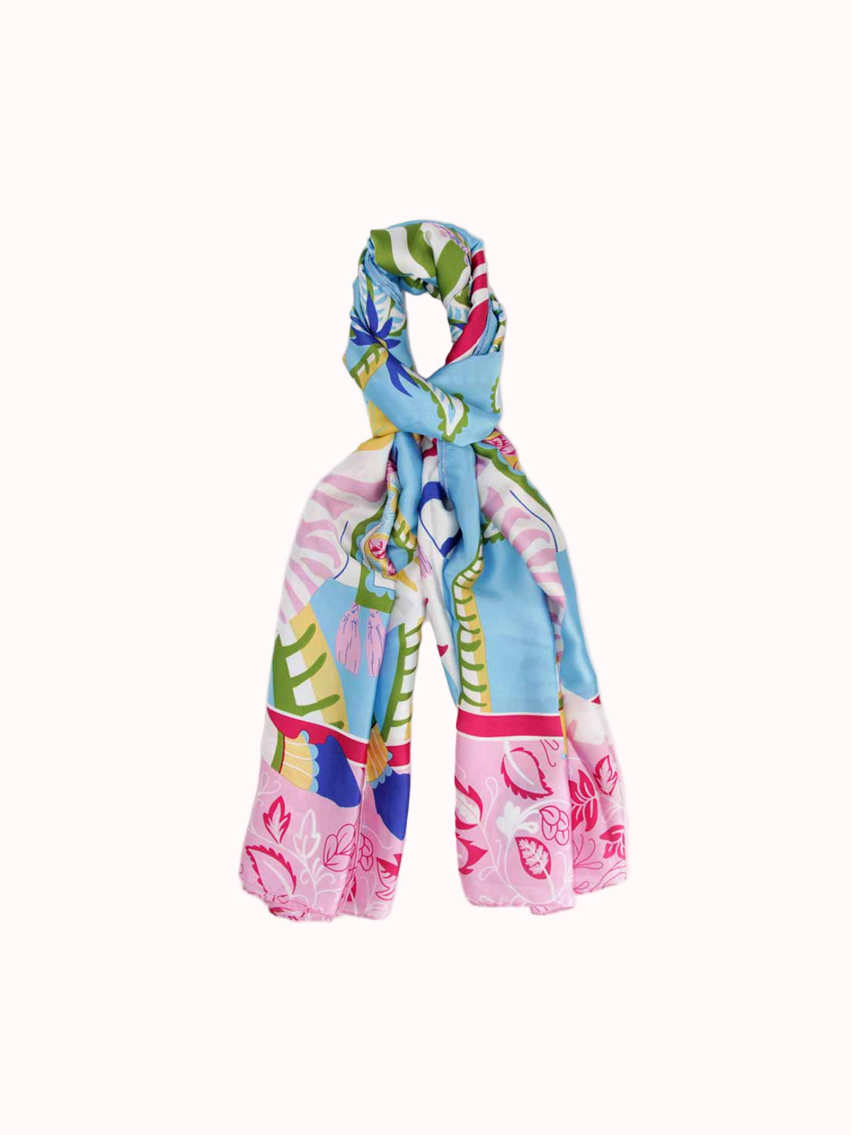Pañuelo de Seda – Cebras Turquesa y Rosa