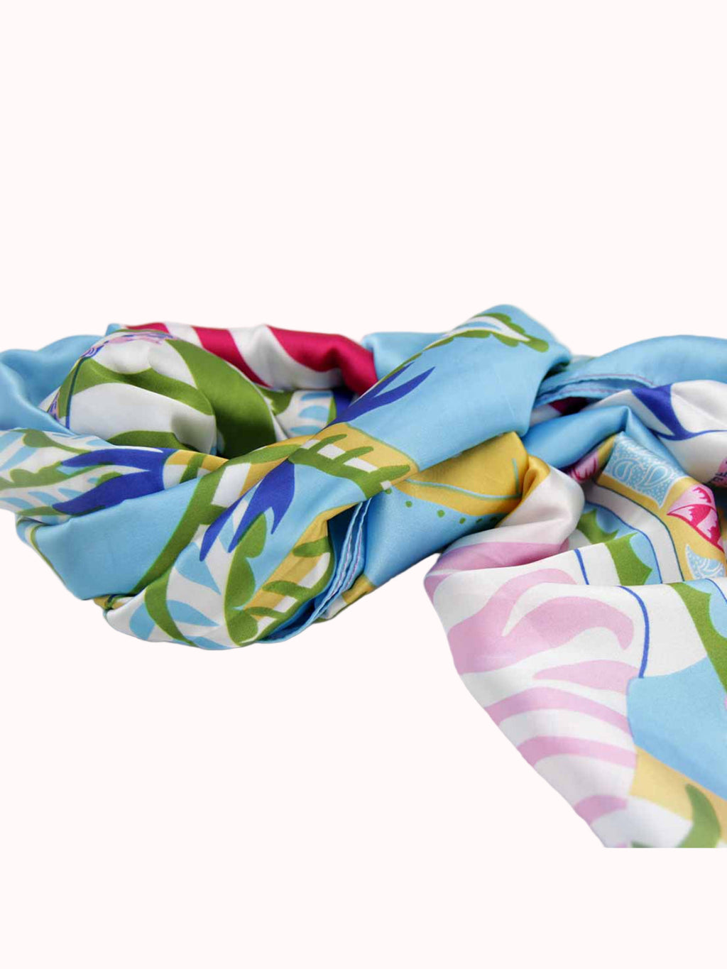 Pañuelo de Seda – Cebras Turquesa y Rosa