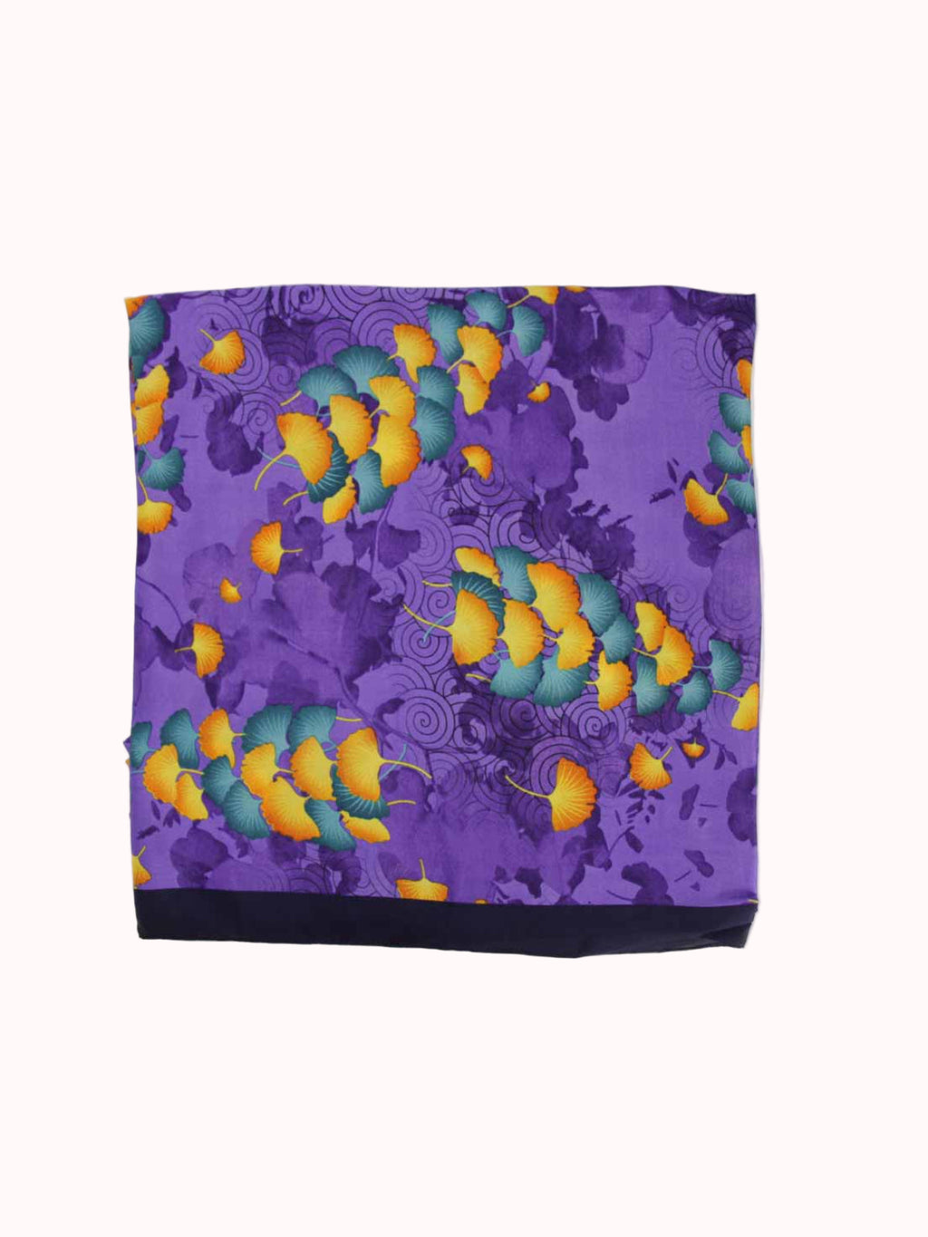 Pañuelo de Seda – Púrpura con Estampado Botánico